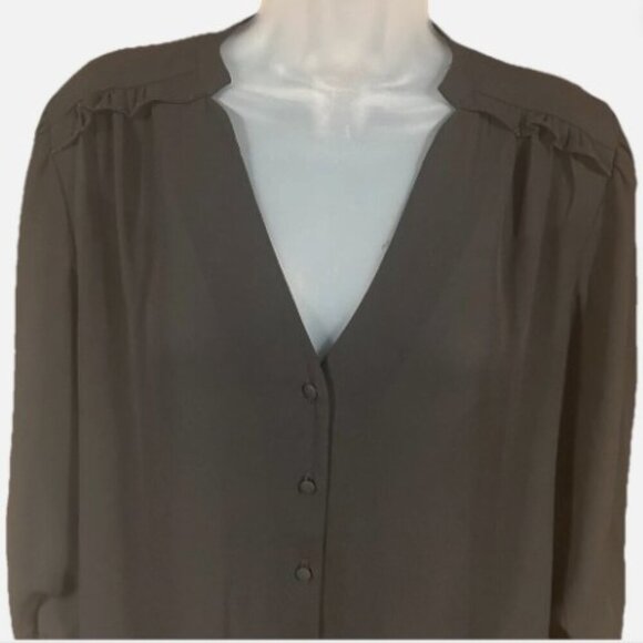 Nanette Lepore Black Semi Sheer Blouse Long Sleeve Lightweight Womens Size Large - Picture 5 of 9